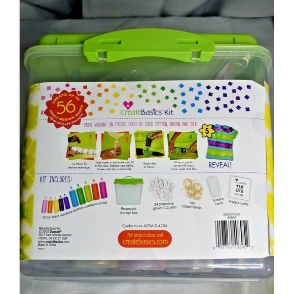 Tie Dye Party Tub & Kit (Create Basics Block Party)~ 10 Dye Colors ~137 Pieces! - Picture 2 of 4